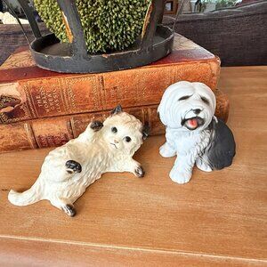 Vintage Porcelain sheepdog & Kitty seeking forever home